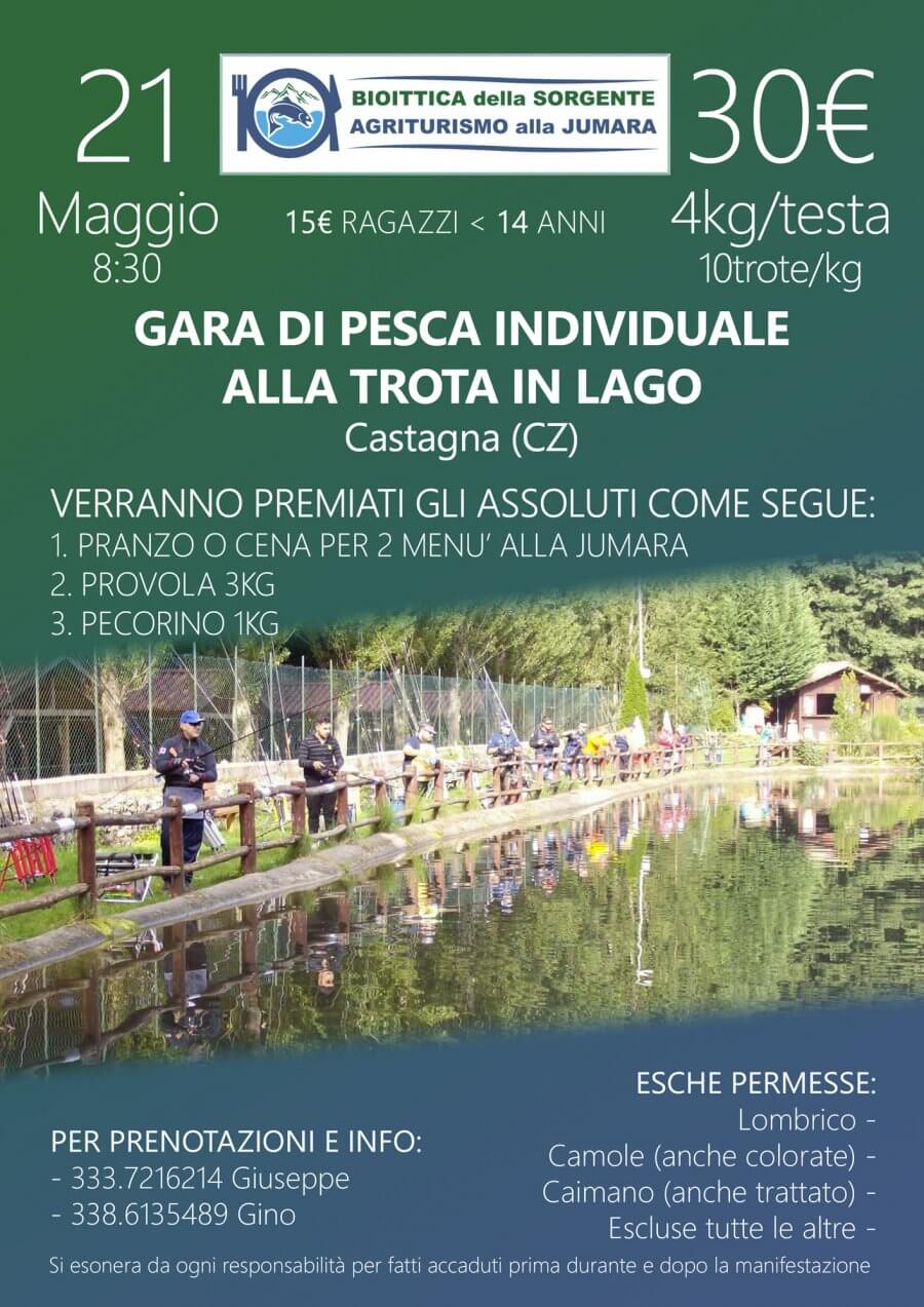 Gara individuale di pesca alla Trota in Lago – 21 Maggio 2017